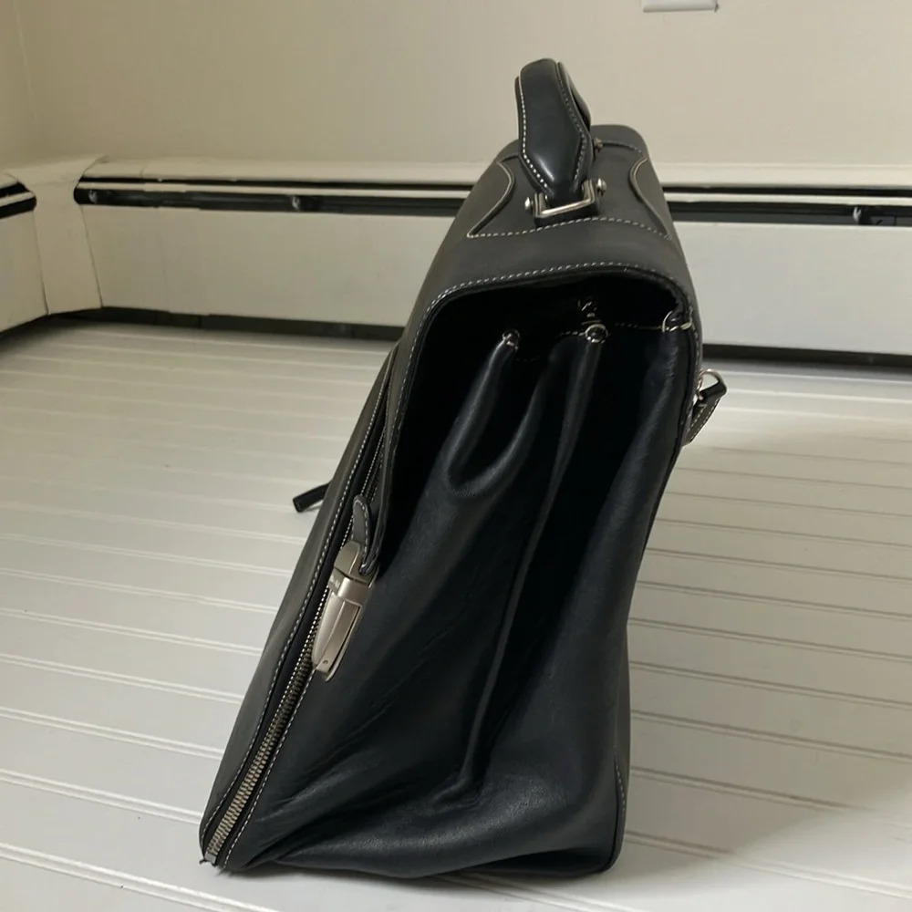 ENRICO COVERI black leather briefcase